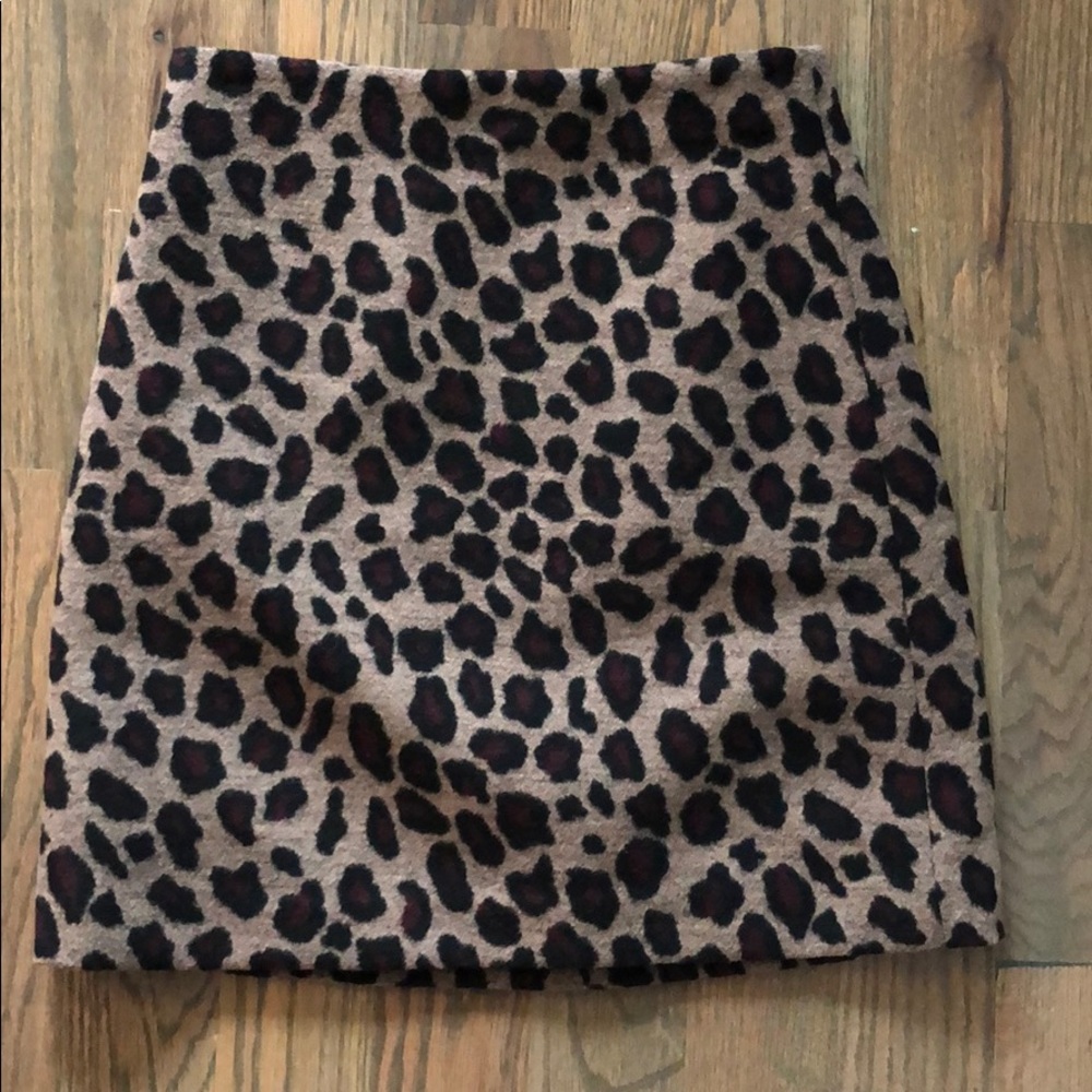 Ann Taylor Leopard Print Wool Mini Skirt